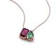 3 - Arika 1.24 ctw Emerald Shape Rhodolite Garnet with Pear Shape Created Alexandrite Toi Et Moi Women Pendant Necklace 