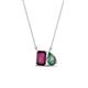 1 - Arika 1.24 ctw Emerald Shape Rhodolite Garnet with Pear Shape Created Alexandrite Toi Et Moi Women Pendant Necklace 