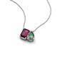 3 - Arika 1.24 ctw Emerald Shape Rhodolite Garnet with Pear Shape Created Alexandrite Toi Et Moi Women Pendant Necklace 