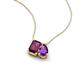3 - Arika 1.15 ctw Emerald Shape Rhodolite Garnet with Pear Shape Amethyst Toi Et Moi Women Pendant Necklace 
