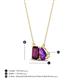 4 - Arika 1.15 ctw Emerald Shape Rhodolite Garnet with Pear Shape Amethyst Toi Et Moi Women Pendant Necklace 