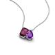 3 - Arika 1.15 ctw Emerald Shape Rhodolite Garnet with Pear Shape Amethyst Toi Et Moi Women Pendant Necklace 