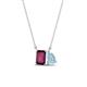 1 - Arika 1.10 ctw Emerald Shape Rhodolite Garnet with Pear Shape Aquamarine Toi Et Moi Women Pendant Necklace 
