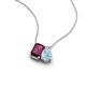 3 - Arika 1.10 ctw Emerald Shape Rhodolite Garnet with Pear Shape Aquamarine Toi Et Moi Women Pendant Necklace 