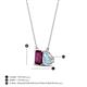 4 - Arika 1.10 ctw Emerald Shape Rhodolite Garnet with Pear Shape Aquamarine Toi Et Moi Women Pendant Necklace 