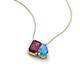 3 - Arika 1.25 ctw Emerald Shape Rhodolite Garnet with Pear Shape Blue Topaz Toi Et Moi Women Pendant Necklace 