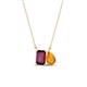 1 - Arika 1.15 ctw Emerald Shape Rhodolite Garnet with Pear Shape Citrine Toi Et Moi Women Pendant Necklace 