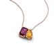 3 - Arika 1.15 ctw Emerald Shape Rhodolite Garnet with Pear Shape Citrine Toi Et Moi Women Pendant Necklace 