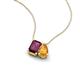 3 - Arika 1.15 ctw Emerald Shape Rhodolite Garnet with Pear Shape Citrine Toi Et Moi Women Pendant Necklace 