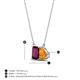 4 - Arika 1.15 ctw Emerald Shape Rhodolite Garnet with Pear Shape Citrine Toi Et Moi Women Pendant Necklace 