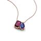 3 - Arika 1.10 ctw Emerald Shape Rhodolite Garnet with Pear Shape Iolite Toi Et Moi Women Pendant Necklace 