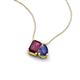 3 - Arika 1.10 ctw Emerald Shape Rhodolite Garnet with Pear Shape Iolite Toi Et Moi Women Pendant Necklace 