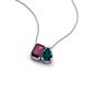 3 - Arika 1.25 ctw Emerald Shape Rhodolite Garnet with Pear Shape London Blue Topaz Toi Et Moi Women Pendant Necklace 