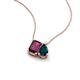 3 - Arika 1.25 ctw Emerald Shape Rhodolite Garnet with Pear Shape London Blue Topaz Toi Et Moi Women Pendant Necklace 
