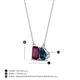 4 - Arika 1.25 ctw Emerald Shape Rhodolite Garnet with Pear Shape London Blue Topaz Toi Et Moi Women Pendant Necklace 