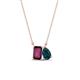 1 - Arika 1.25 ctw Emerald Shape Rhodolite Garnet with Pear Shape London Blue Topaz Toi Et Moi Women Pendant Necklace 