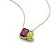 3 - Arika 1.25 ctw Emerald Shape Rhodolite Garnet with Pear Shape Peridot Toi Et Moi Women Pendant Necklace 