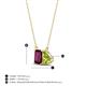4 - Arika 1.25 ctw Emerald Shape Rhodolite Garnet with Pear Shape Peridot Toi Et Moi Women Pendant Necklace 