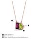 4 - Arika 1.25 ctw Emerald Shape Rhodolite Garnet with Pear Shape Peridot Toi Et Moi Women Pendant Necklace 