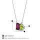 4 - Arika 1.25 ctw Emerald Shape Rhodolite Garnet with Pear Shape Peridot Toi Et Moi Women Pendant Necklace 