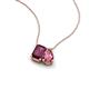 3 - Arika 1.20 ctw Emerald Shape Rhodolite Garnet with Pear Shape Pink Tourmaline Toi Et Moi Women Pendant Necklace 