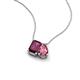 3 - Arika 1.20 ctw Emerald Shape Rhodolite Garnet with Pear Shape Pink Tourmaline Toi Et Moi Women Pendant Necklace 