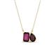 1 - Arika 1.30 ctw Emerald Shape Rhodolite Garnet with Pear Shape Red Garnet Toi Et Moi Women Pendant Necklace 