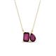 1 - Arika 1.30 ctw Emerald Shape with Pear Shape Rhodolite Garnet Toi Et Moi Women Pendant Necklace 
