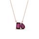 1 - Arika 1.30 ctw Emerald Shape with Pear Shape Rhodolite Garnet Toi Et Moi Women Pendant Necklace 
