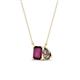 1 - Arika 1.10 ctw Emerald Shape Rhodolite Garnet with Pear Shape Smoky Quartz Toi Et Moi Women Pendant Necklace 