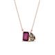 1 - Arika 1.10 ctw Emerald Shape Rhodolite Garnet with Pear Shape Smoky Quartz Toi Et Moi Women Pendant Necklace 