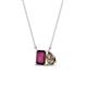 1 - Arika 1.10 ctw Emerald Shape Rhodolite Garnet with Pear Shape Smoky Quartz Toi Et Moi Women Pendant Necklace 