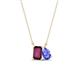 1 - Arika 1.20 ctw Emerald Shape Rhodolite Garnet with Pear Shape Tanzanite Toi Et Moi Women Pendant Necklace 