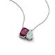 3 - Arika 1.00 ctw Emerald Shape Rhodolite Garnet with Pear Shape Opal Toi Et Moi Women Pendant Necklace 