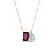 1 - Arika 1.00 ctw Emerald Shape Rhodolite Garnet with Pear Shape Opal Toi Et Moi Women Pendant Necklace 