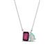 1 - Arika 1.00 ctw Emerald Shape Rhodolite Garnet with Pear Shape Opal Toi Et Moi Women Pendant Necklace 