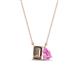 1 - Arika 1.00 ctw Emerald Shape Smoky Quartz with Pear Shape Created Pink Sapphire Toi Et Moi Women Pendant Necklace 