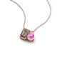 3 - Arika 1.00 ctw Emerald Shape Smoky Quartz with Pear Shape Created Pink Sapphire Toi Et Moi Women Pendant Necklace 