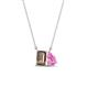 1 - Arika 1.00 ctw Emerald Shape Smoky Quartz with Pear Shape Created Pink Sapphire Toi Et Moi Women Pendant Necklace 