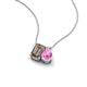 3 - Arika 1.00 ctw Emerald Shape Smoky Quartz with Pear Shape Created Pink Sapphire Toi Et Moi Women Pendant Necklace 