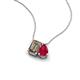 3 - Arika 1.00 ctw Emerald Shape Smoky Quartz with Pear Shape Created Ruby Toi Et Moi Women Pendant Necklace 