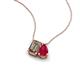 3 - Arika 1.00 ctw Emerald Shape Smoky Quartz with Pear Shape Created Ruby Toi Et Moi Women Pendant Necklace 