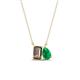 1 - Arika 0.88 ctw Emerald Shape Smoky Quartz with Pear Shape Created Emerald Toi Et Moi Women Pendant Necklace 