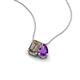 3 - Arika 0.95 ctw Emerald Shape Smoky Quartz with Pear Shape Amethyst Toi Et Moi Women Pendant Necklace 