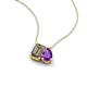 3 - Arika 0.95 ctw Emerald Shape Smoky Quartz with Pear Shape Amethyst Toi Et Moi Women Pendant Necklace 
