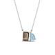 1 - Arika 0.90 ctw Emerald Shape Smoky Quartz with Pear Shape Aquamarine Toi Et Moi Women Pendant Necklace 