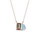 1 - Arika 0.90 ctw Emerald Shape Smoky Quartz with Pear Shape Aquamarine Toi Et Moi Women Pendant Necklace 