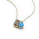 3 - Arika 1.05 ctw Emerald Shape Smoky Quartz with Pear Shape Blue Topaz Toi Et Moi Women Pendant Necklace 