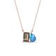 1 - Arika 1.05 ctw Emerald Shape Smoky Quartz with Pear Shape Blue Topaz Toi Et Moi Women Pendant Necklace 
