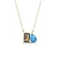 1 - Arika 1.05 ctw Emerald Shape Smoky Quartz with Pear Shape Blue Topaz Toi Et Moi Women Pendant Necklace 
